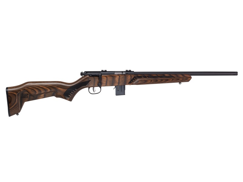 Savage 93 Minimalist 18in .22 WMR brown Boyd's laminate bolt-action rifle side view