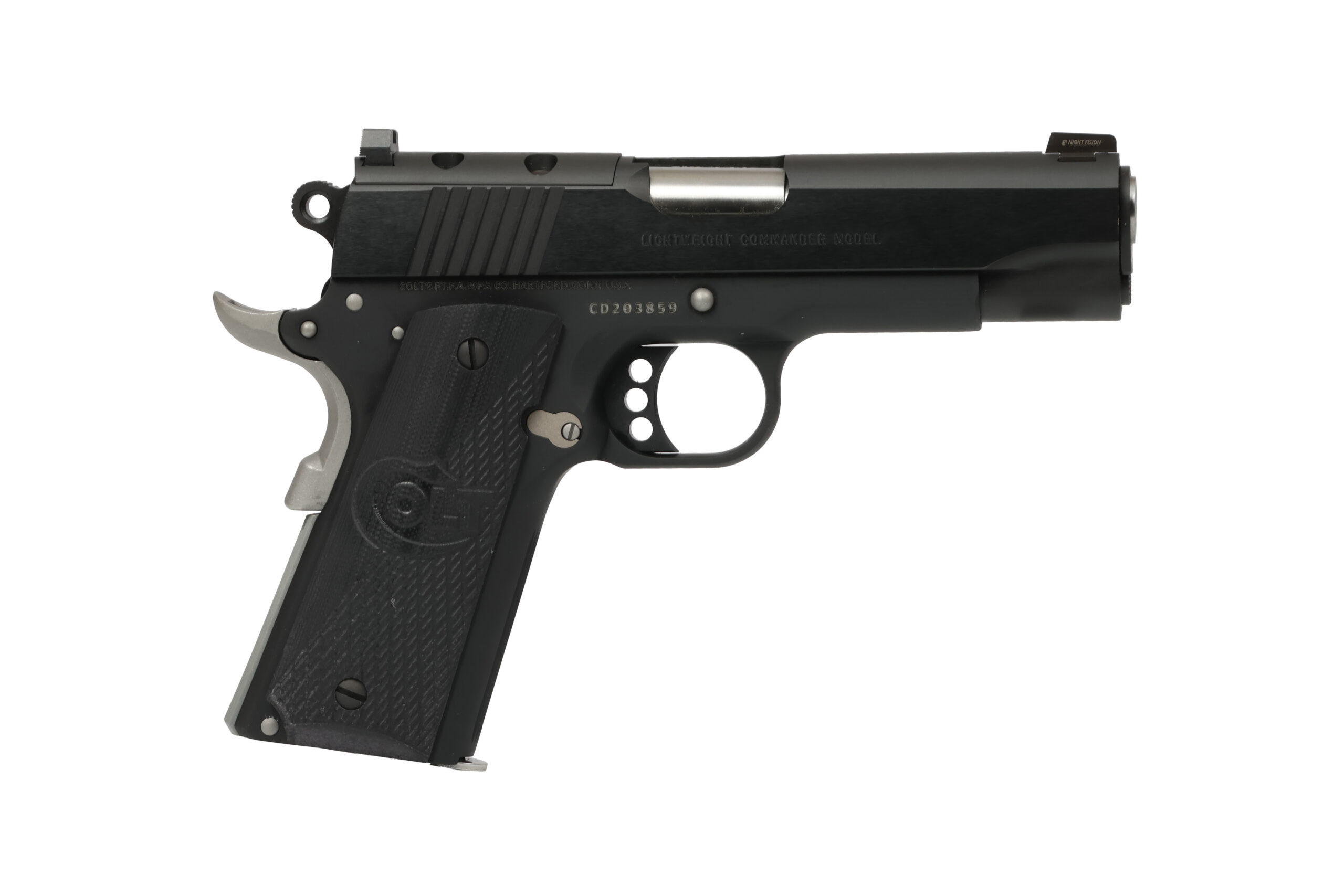 Colt Night Commander 1911 .45 ACP 4.25 in pistol Black Cerakote Blued with G10 grips