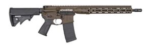 LWRC IC DI 5.56 NATO rifle with 16.1 inch spiral-fluted barrel and M-LOK handguard in Patriot Brown