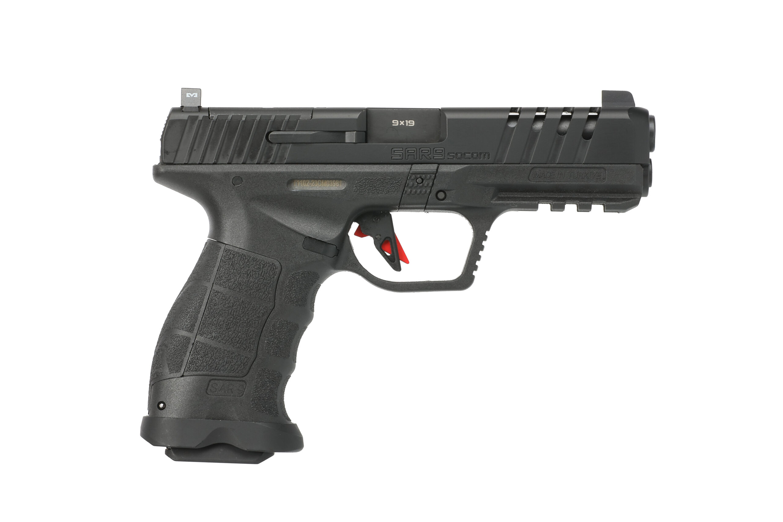 SAR Arms SAR9 SOCOM 9mm pistol 5.20 inch threaded barrel black Cerakote optic-ready slide