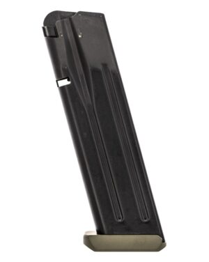 SAR Arms SOCOM 17-round 9mm magazine with OD green base plate, black matte finish