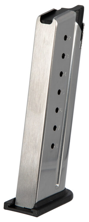 Springfield Armory XD-E 9mm 8-round stainless magazine with black polymer floorplate