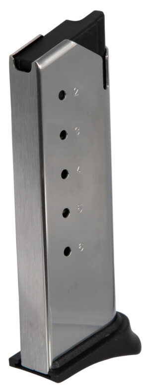 Springfield Armory XD-E .45 ACP 6rd stainless magazine with extended finger-extension floorplate