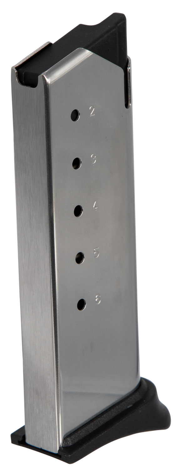 Springfield Armory XD-E .45 ACP 6rd stainless magazine with extended finger-extension floorplate