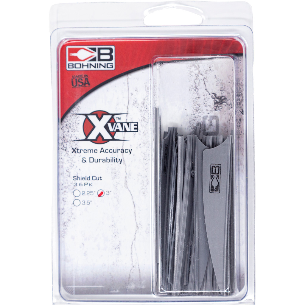 Bohning X Vanes Shield Cut 3 in. Silver 36 pk.