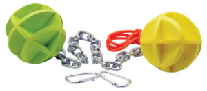 SME SMEBBC self-healing bouncing dueling ball target green yellow with rope and chain