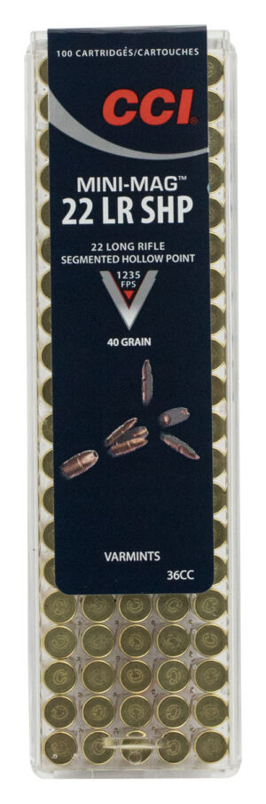 CCI Mini-Mag .22 LR 40gr segmented hollow point 100-round box