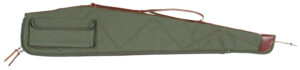 Bob Allen Tactical 48-inch green canvas rifle case with quilted flannel lining and leather sling