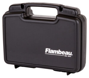 Flambeau Safe Shot black polymer pistol case with integrated handle and convoluted foam interior