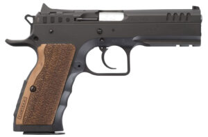 IFG Tanfoglio Stock I 9mm pistol, black steel frame with wood grips