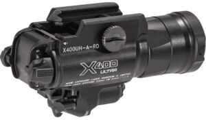 Surefire X400UH-A-RD Ultra Masterfire pistol light with red laser, black anodized finish