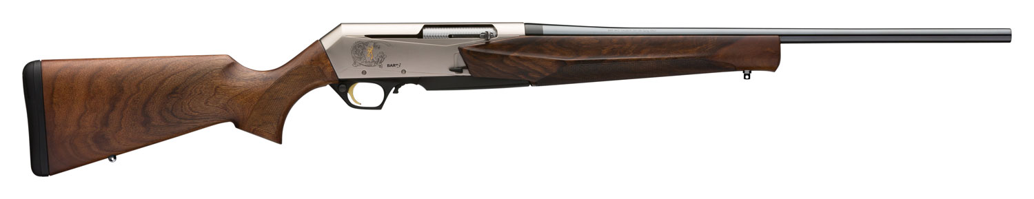 Browning BAR MK3 .243 Win rifle, 22-inch barrel, satin nickel receiver, walnut stock
