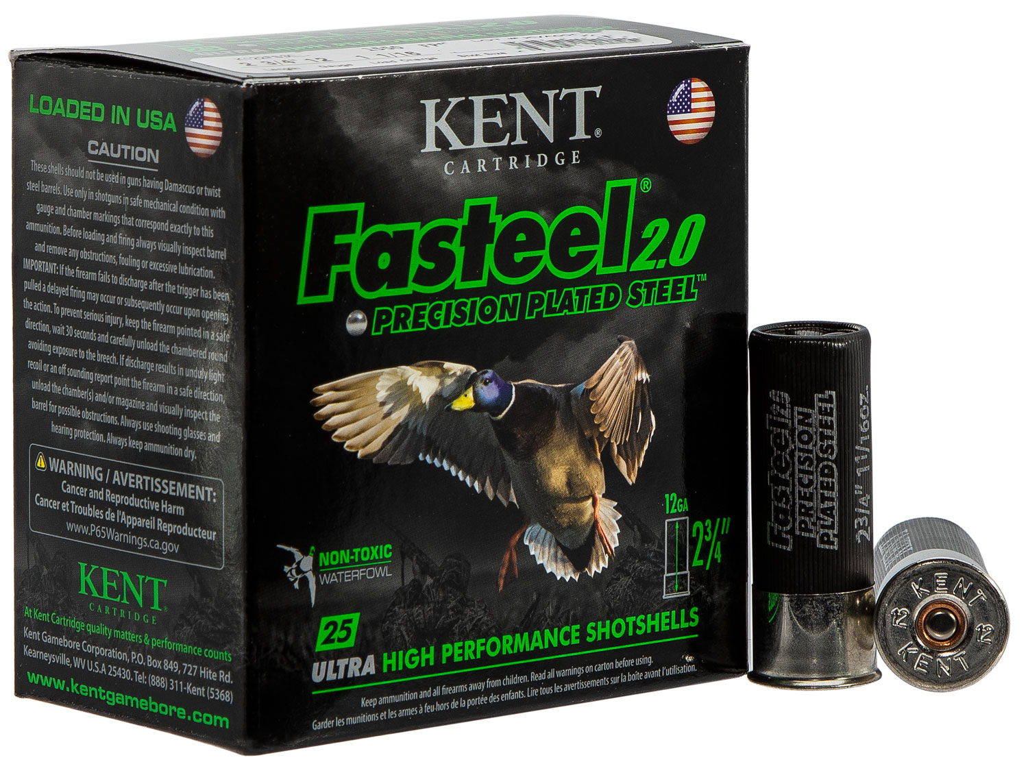 Kent Fasteel 2.0 12 Gauge 2.75 in zinc-plated steel shotshells box and shell, 25 count