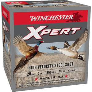 Winchester Xpert High Velocity 28ga 3" 3/4oz #4 steel shotshells 25-round box
