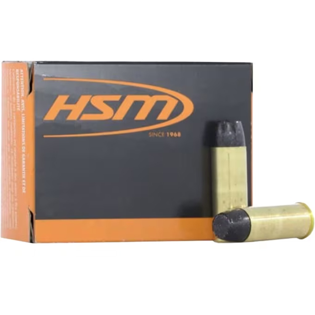 Box of HSM Magnuforce 9mm 180gr subsonic hard cast ammunition on white background