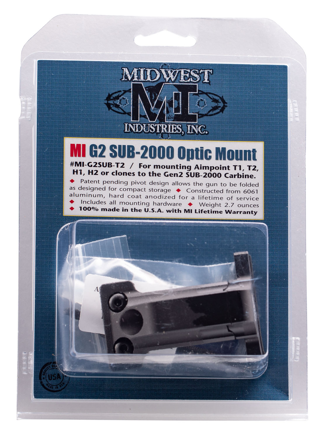 Midwest Industries■T1／T2 マウント Midwest T1/T2 Optic Mount for Gen2 SUB 2000 4.0 in - Alexander's