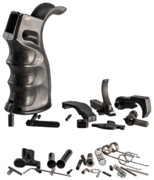 TacFire AR-10 Lower Parts Kit with PGAR-B pistol grip in black and assorted lower components