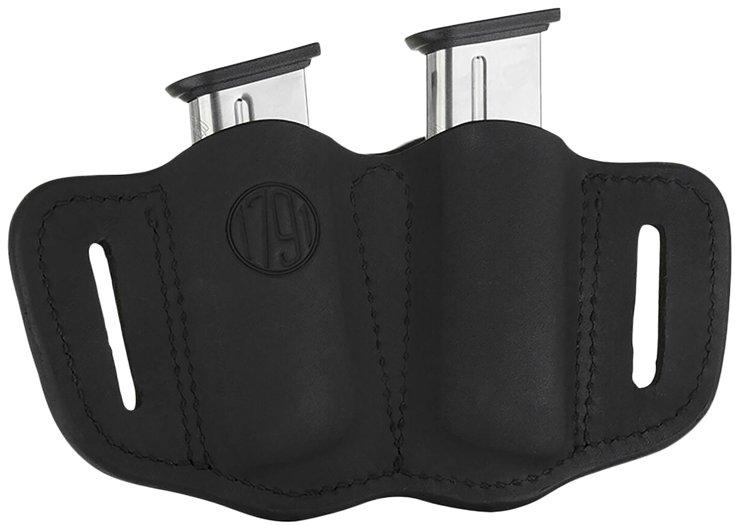 1791 Gunleather MAG2.1 double magazine carrier, black leather, belt slide
