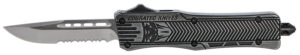 CobraTec CTK-1 small OTF knife 2.75in D2 part-serrated blade black stonewashed handle