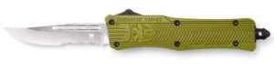 CobraTec CTK-1 small OTF knife 2.75in D2 drop point blade OD green aluminum handle