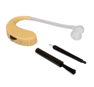 Walker's Ultra Ear behind-the-ear hearing amplifier beige with tulip tips and sound tube