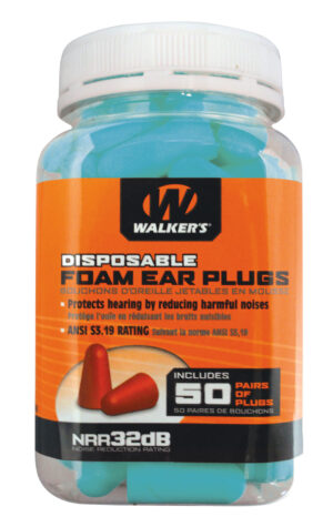 Walkers teal foam ear plugs 50 pair jar