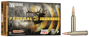 Box of Federal Premium 7mm Rem Mag 160gr Barnes TSX ammunition, 20 rounds