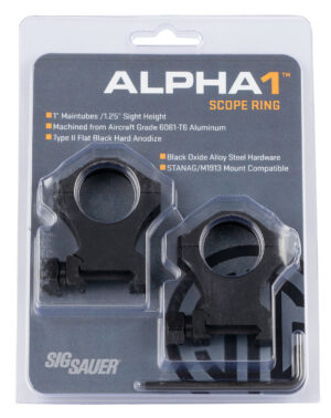 SIG Alpha 1 extra-high 1-inch scope rings matte black pair Picatinny mount