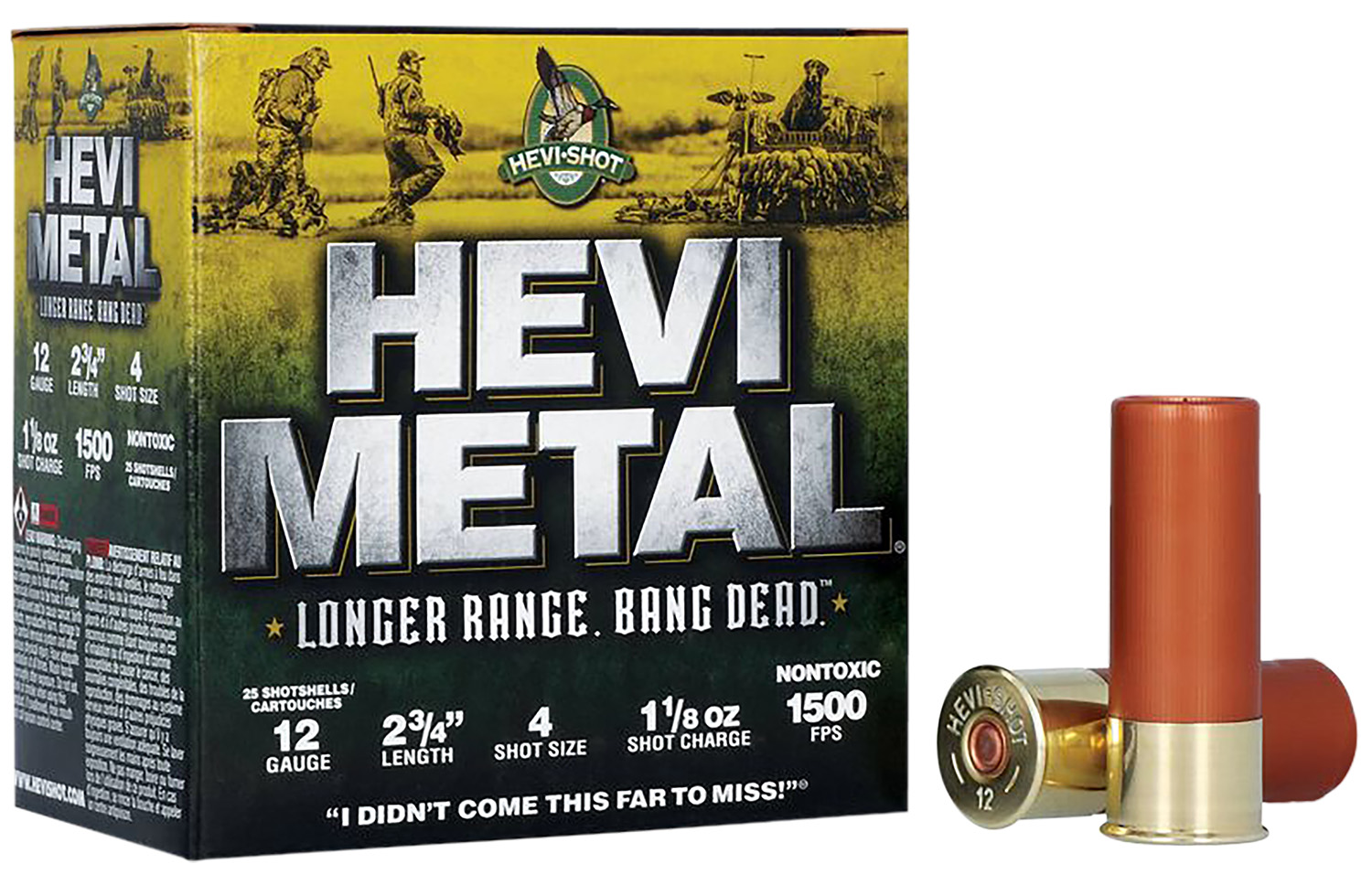 HEVI-Metal HEVI-Shot Longer Range 12ga 2.75in #4 1-1/8 oz shotshell box
