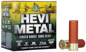 HEVI-Metal Longer Range 12ga 3in BB shotshell box, 25 count