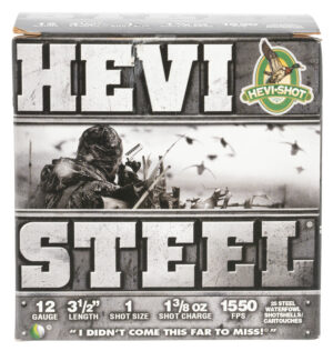 HEVI-SHOT HEVI-STEEL 12ga 3.5in 1-3/8oz #1 steel shotshells 25rd box