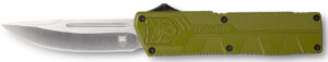 Cobratec Lightweight OTF Drop Point knife 3.25 inch blade OD green aluminum handle