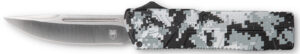 CobraTec WDCCTLWDNS 3.25in OTF drop point knife with Winter Digi Camo aluminum handle