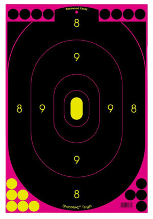 Birchwood Casey Shoot-N-C 12x18 oval pink silhouette reactive self-adhesive paper targets 100 pack