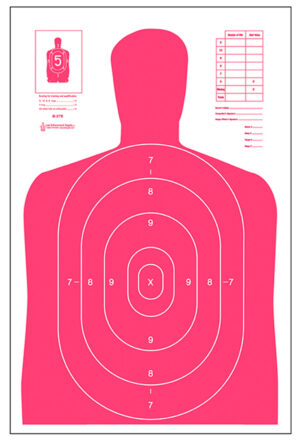 Action Target B27ERD100 fluorescent red and white silhouette paper targets 23x35 100 per box