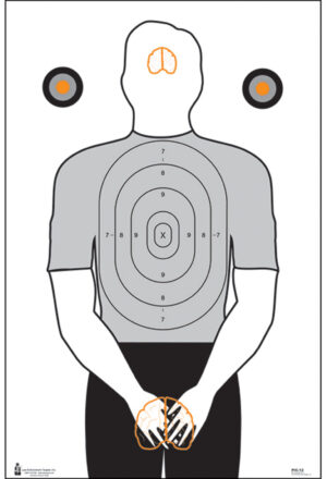 Action Target PIC12100 23 x 35 inch hanging silhouette paper target, 100 per box, black gray white
