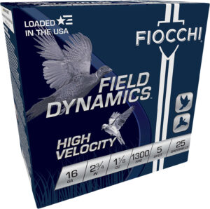 Fiocchi High Velocity 16ga 2.75 in 1-1/8 oz #5 shotshell box