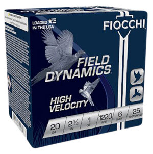Box of Fiocchi 20ga 2.75in 1 oz #6 high-velocity upland game shells