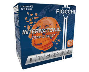 Box of 25 Fiocchi Exacta International Trap Skeet 12 gauge shotgun shells