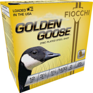 Box of Fiocchi Golden Goose 12 gauge 3.5-inch #2 steel shotshells for waterfowl hunting