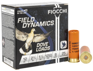 Box of Fiocchi Dove and Quail 12 gauge shotgun shells with #8 shot