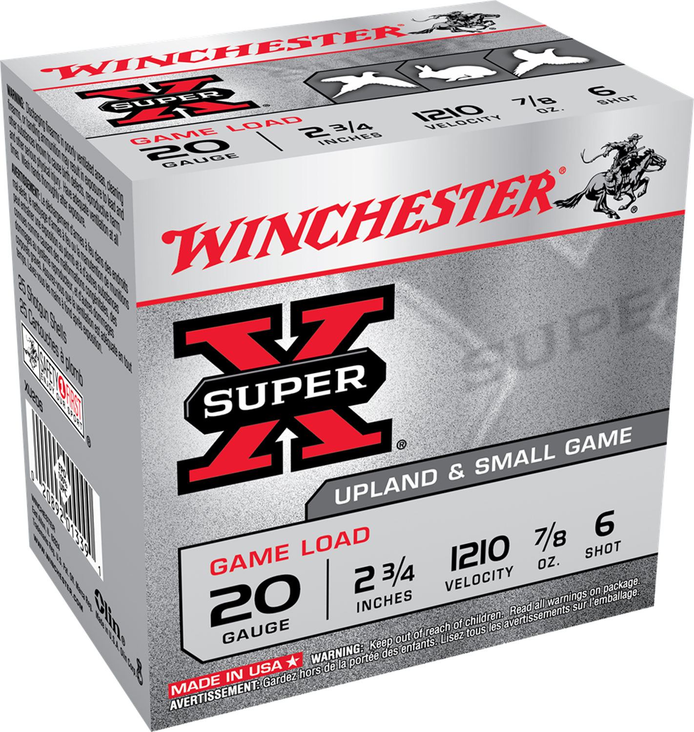Winchester Super-X 20ga 2.75in 7/8 oz #6 shotshell 25-count box