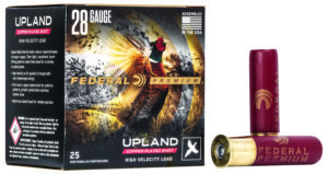 Box of Federal Premium Wing-Shok 28 gauge shotgun shells with copper-plated shot