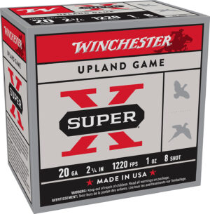 Winchester Super-X High Brass 20ga 2.75in 1oz #8 shotshell box