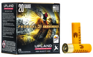 Box of Federal Premium Wing-Shok 20 gauge shotgun shells, 25 rounds