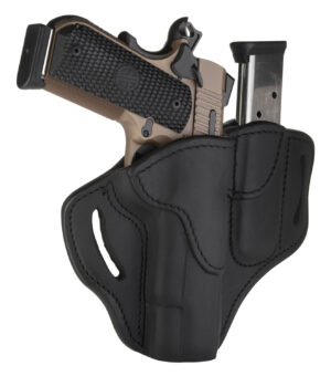 1791 Gunleather BH1 black steerhide OWB belt holster with built-in mag pouch for 1911 4-5 inch frames, right hand