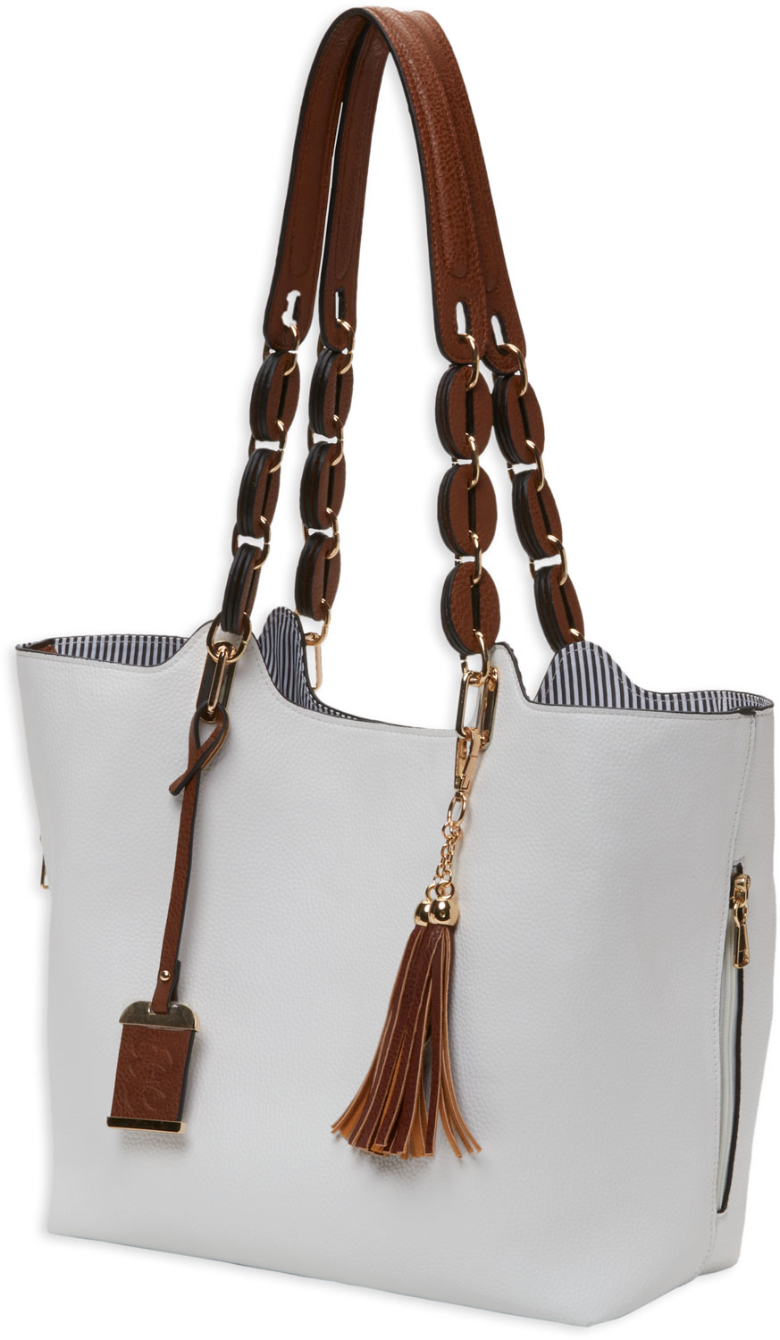 Bulldog BDP055 white braided leather tote purse with holster, 13 x 11 x 7 inches