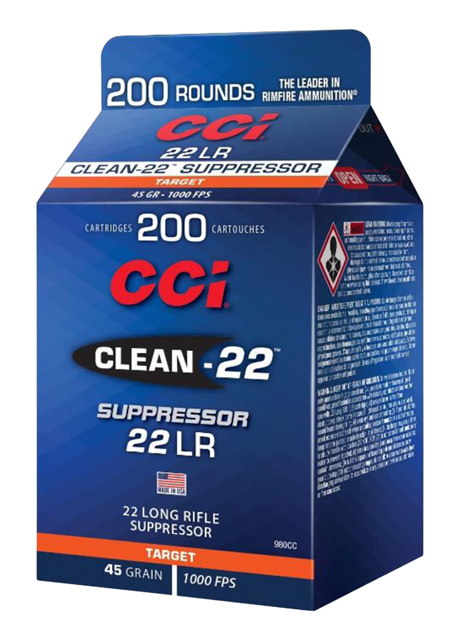 CCI Clean-22 Suppressor .22 LR 45 grain 200rd box product image