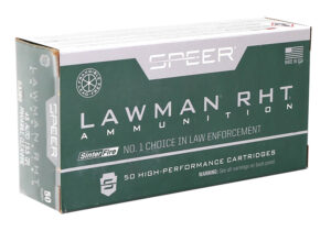 Speer Lawman RHT .45 ACP 155gr SinterFire frangible ammunition box and rounds
