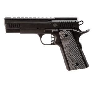 Rock Island XT-22 Magnum Pro 5 inch 1911 pistol in black Parkerized finish with G10 grips and Picatinny top rail